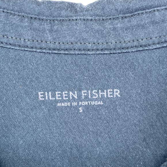 EILEEN FISHER Top S Organic Cotton Bias Knit Jersey Button Up Long Sleeve Gray - Picture 5 of 13